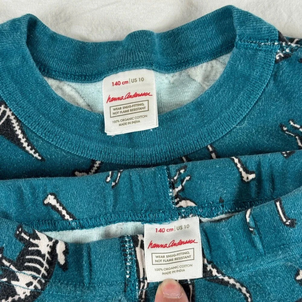 Lot of 3 Hanna Andersson Sz 10 Multicolor Dinosaur Polar Bear Striped Pajama Set